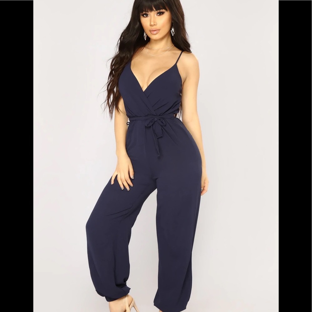 Fashion Nova Navy Blue Jogger Jumpsuit